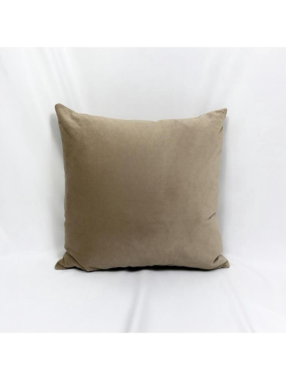 Beige Velvet Decorative Pillow (18in X18in)